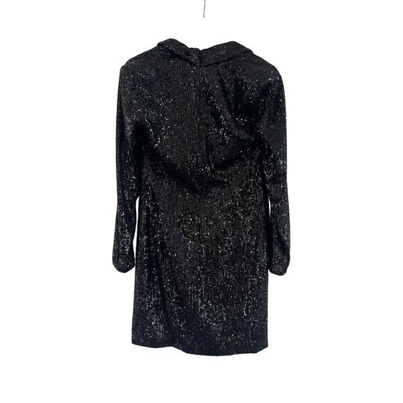 Eliza J Sequin Button Down Coat Dress Womens Size 8 Y2K Glam Party Event Black - Picture 2 of 15